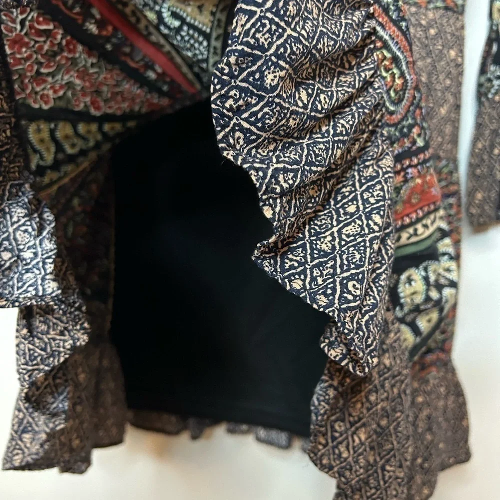 Easel Boho Dress Multi Paisley Print Bell Sleeves Size Small